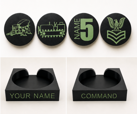 Custom Coasters & Holder Set